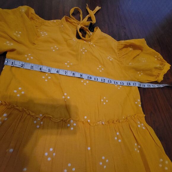 Vero Moda Yellow Prairie Dress Cotton Linen Lined Cottagecore Women's Small - Picture 7 of 14